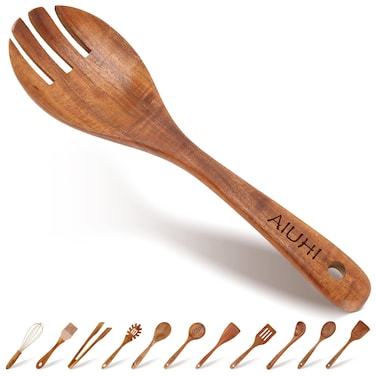 Salad Serving Spoon,Wood Salad Serving Utensils, Handmade Wooden Salad Server