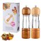 Wooden Salt and Pepper Grinder set, 8 Inch Manual Salt and Pepper Mills with Adjustable Ceramic Core, Pepper Mill Grinder for Kitchen, Pack of 2