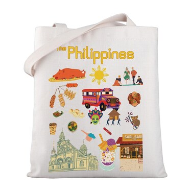 WSNANG The Philippines Travel Tote Bag Philippines Culture Shoulder Bag Filipino Vacation Gift Filipino Pride Tote Bag (Philippines TB)