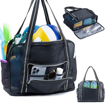 VIGEGARI Large Mesh Beach Bag - XL Beach Tote Sandproof - Swim Bag - Mesh Tote Bag - Swimming Bag - Large Pool Bag with Pockets for Beach Essentials