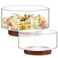 Domensi 2 Pcs Extra Large Glass Salad Bowl Set 125 oz and 57 oz Glass Fruit Bowl with Acacia Wood Base Glass Bowls Popcorn Bowl Salad Serving Bowl Salad Container for Kitchen Chips Pasta Snack Dessert