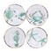 Gofunfun Melamine Salad Plates Set of 4, Salad/Dessert Plate for Outdoor/Indoor Use, Shatterproof, BPA Free, Dishwasher Safe Small Dinner Plates, Marine Life