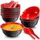 Mezchi Set of 10 Melamine Miso Soup Bowls with Spoons, 26 Oz Large Cereal Bowls, 6.8" Japanese Ramen Bowl, Mixing Salad Bowl, Asian Chinese Bowl for Noodles