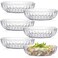Fasmov 6 Pack Plastic Serving Bowls, Square Serving Bowls, 72 Ounce Large Elegant Diamond Pattern Plastic Bowls for Salad, Party Snack, Popcorn, Chip, Buffet, Candy, Fruit, Clear