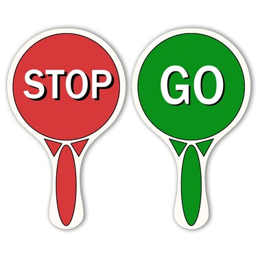 Stop and Go Sign Traffic with Handle - Double Sided Waterproof Crossing Guard Stop Sign for Kids Red Green Light Sign for Traffic &amp; Street Safety, 11.8 x 7.1 Inches