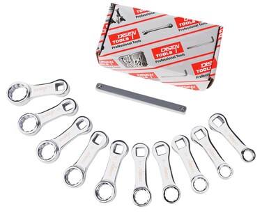 DISEN 10-Piece Metric Torque Wrench Adapter Set (10-19mm) - Chrome Vanadium Steel, 3/8-inch Square Drive Torque Adapter, Extension Rod Repair Tool, Color Box Packaging