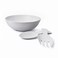 TP 12'' Melamine Large Salad Bowl Set, with Spoon and Fork, Unbreakable Serving Mixing Bowl Set, for Dinner &amp; Service, Indoor &amp; Outdoor Use, Dishwasher Safe, White