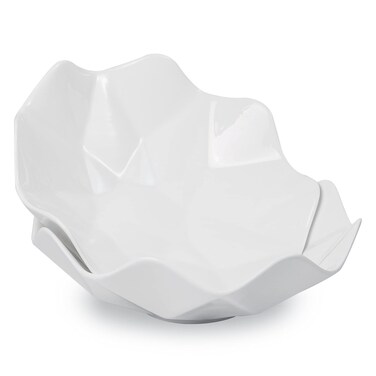 STE-CER 10" Wave Decorative Fruit Bowl for Kitchen Counter,Salad Bowls and Platters,Large Seving Bowls for Pasta, Candy, Set of 2&iuml;&frac14;&circ;White Ceramic Bowl Modern&iuml;&frac14;&permil;