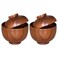 Luxshiny Miso Bowl with Lid: 2pcs Wooden Japanese Bowls Lacquered Rice Bowls Traditional Soup Bowls Food Serving Bowl Salad Snack Bowls for Home Kitchen Restaurant Brown