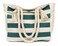 Malirona Large Beach Travel Tote Bag Canvas Shoulder Bag with Cotton Rope Handle (Green Stripes)