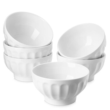 Samsle 16 OZ Ceramic Soup/Cereal Bowls - White Bowls Set of 6 -Round Bowls for Cereal, Soup, Ice Cream, Fruit, Pasta, Salad, Rice - Dishwasher &amp; Microwave Safe