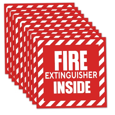 10 PackFire Extinguisher Inside Label, Fire Extinguisher Inside Signs Stickers for Cars, Trailers, Rv's, Trucks and Vehicles, Self Adhesive Vinyl Safety Label 2.7X2.7 Inch