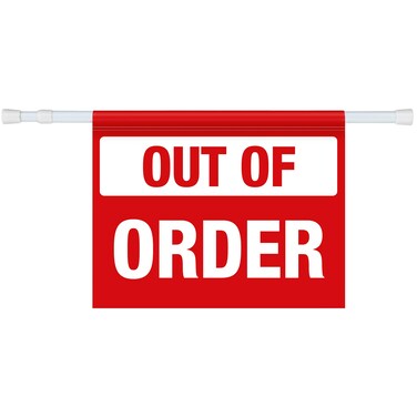 Suzile ''Out of Order'' Hanging Doorway Barricade Sign with Adjustable Pole 11.25'' x 18'' Safety Signs Sign Kit Out of Order Sign for Restrict Access to Restrooms Bathrooms Door Elevators