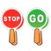 Thinp 4 Pack Stop and Go Sign,Handheld Sign Lights Double Sided Stop &amp; Go Sign Red &amp; Green Stop Sign PVC Waterproof Crossing Guard Road Signs for Students Teaching Traffic Safety,10 X 5.9 Inches