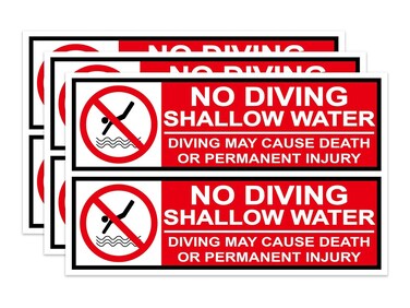 No Diving Stickers Labels Shallow Water 3 x 10 Inch NO DIVING Adhesive Swimming Pool Safety Warning Caution Stickers Pool Signs Decor 6 Pcs