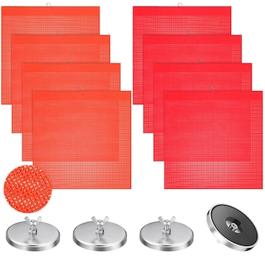 Buy 12 Pieces Safety Warning Flags and Magnets Kit Red and Orange Mesh ...
