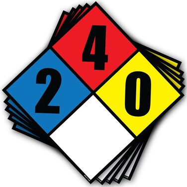 (5 Pack) NFPA 704 2-4-0 Propane Diamond Sign - 10.5 x 10.5 Inch Self-Adhesive Vinyl Placard for Tank Storage OSHA/Fire Safety