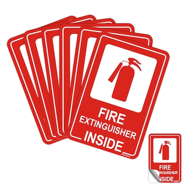 6 Pack Fire Extinguisher Inside Signs Stickers, 4x6" Small Self Adhesive Vinyl Safety Sign for Business, long lasting,Water and Fade Resistance,weather resistant, indoor and outdoor use