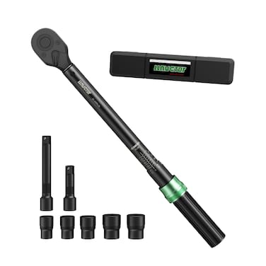 LLAVETOR 1/2-Inch Drive Click Torque Wrench (25-165 ft.-lb./20-220 Nm), 8pcs Torque Wrench Set for Auto, Moto Maintenance, Dual-Direction Adjustable 72 Tooth Click Torque Wrench