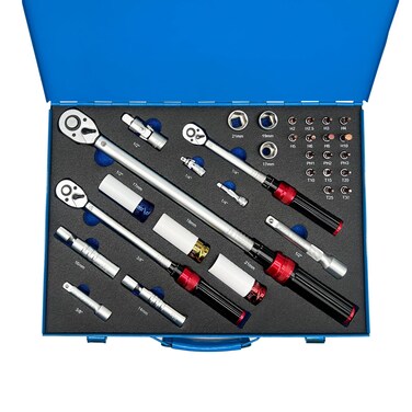1/4 3/8 1/2-inch Drive Torque Wrench, 32Pcs Torque Wrench Set with Hex, Torx, Sockets, Spark Plug Socket &amp; Adapters for Bike, Motorcycle, Car Spark