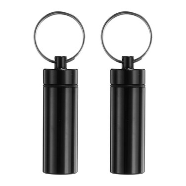 uxcell 2 Pcs Metal Toothpick Holder, Reusable Toothpick Case Waterproof Toothpick Container with Keychain for Outdoor Picnic Camping Traveling, Black