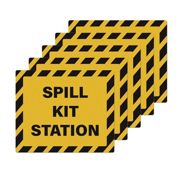 YIKIADA Spill Kit Station Sign 12 &Atilde;&mdash; 10 Inch Vinyl Self-Adhesive Safety Stickers Waterproof Emergency Decal for Indoor and Outdoor 5 PCS