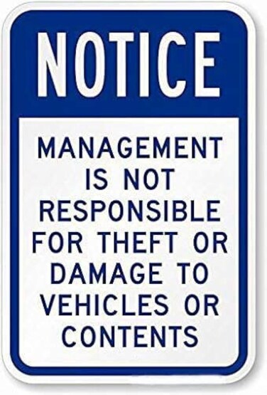 DAOLEG Wall Decor Warning Sign Decor 8x12 Tin Metal Signs Notice - Management is Not Responsible for Theft Or Damage to Vehicles Or Contents Sign Safety Sign Novelty Signs