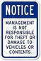DAOLEG Wall Decor Warning Sign Decor 8x12 Tin Metal Signs Notice - Management is Not Responsible for Theft Or Damage to Vehicles Or Contents Sign Safety Sign Novelty Signs