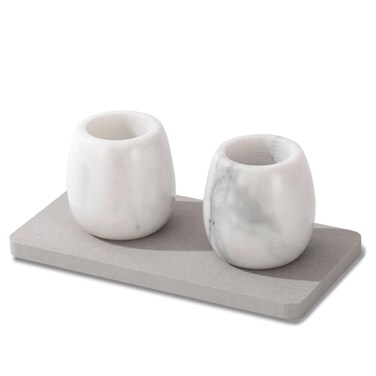 Electric Toothbrush Holder, Toothbrush Holders Travel Set with Tray and Bag, 2 Pcs Marble Electric Toothbrush Holder for Bathroom (White)