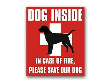 Dog Inside in Case of Fire, Please Save Our Dog Sticker (Pet Decals, Save My Animal in Case of Emergency Vinyl for Homes, Garages, and Shops (3 x 4 inch)