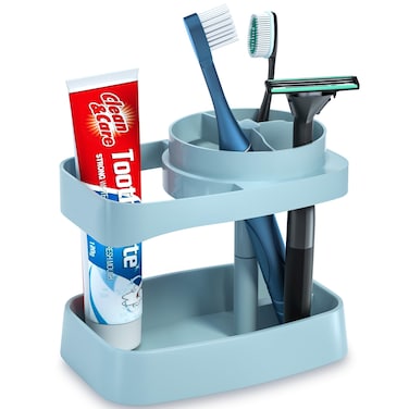 CRKIOB Bathroom Toothbrush Holder Set for Family, Dorm and Kids, 4 Slots Electric Toothbrush and Toothpaste Holder 5.59&acirc;&euro;x3.86&acirc;&euro;x4.71&acirc;&euro; (Blue)