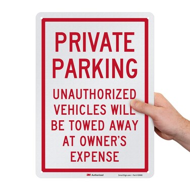 SmartSign &acirc;&euro;&oelig;Unauthorized Vehicles Will Be Towed Away At Owner's Expense&acirc;&euro; Sign   10" x 14" Engineer Grade Reflective Aluminum, Made in USA