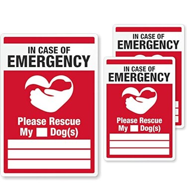 SmartSign &acirc;&euro;&oelig;in Case of Emergency Please Rescue My Dogs Pet Rescue Decal Set   Two 2.75" x 4" &amp; One 3.75" x 5.5" Engineer Grade Reflective Adhesive Labels, Made in USA