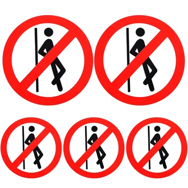Cabilock 5pcs Do Not Lean on Signs, Circle Security Notice Decal, Self Adhesive No Leaning Sign Stickers, Safety Warning Wall Decals for Factories, Construction Sites, Maintenance Sites
