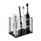 FAIBAEELLY Toothbrush Holders for Bathrooms, Premium Acrylic Electric Toothbrush and Toothpaste Holder, 6 Slot Open Design Stainless Steel Multifunctional Tooth Brushing Organizer, Clear/Black/Silver