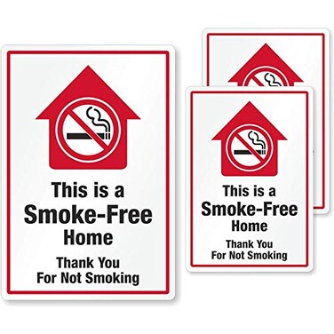 SmartSign This is A Smoke Free Home Stickers, Thank You for Not Smoking Decals   Pack of 3 EG Reflective Adhesive Decals/Labels/Stickers, Made in USA