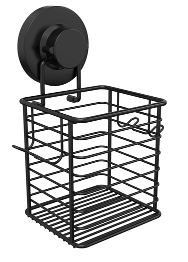 Toothbrush Holder Suction Cup Wall Mounted Toothpaste and Toothbrushes Holder with Powerful Vacuum or Adhesive System Rustproof Stainless Steel Organizer Electric Toothbrush (Black)