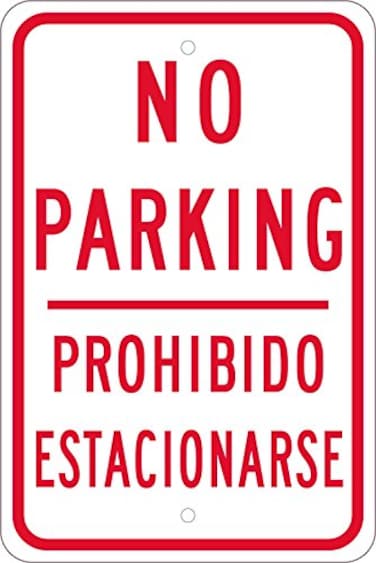 NMC TM98J &acirc;&euro;&oelig;No Parking Prohibido Estacionarse&acirc;&euro; Sign - 12 in. x 18 in., Red on White, Heavy Duty Reflective Aluminum Parking Prohibition Sign