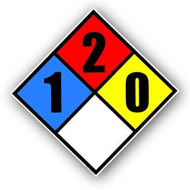 NFPA 704 Diamond 1-2-0-0 Label Decal, 10 inch Vinyl for Emergency Response Hazmat
