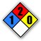 NFPA 704 Diamond 1-2-0-0 Label Decal, 10 inch Vinyl for Emergency Response Hazmat