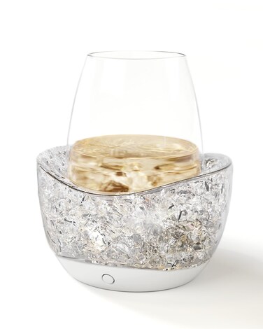 Wine Chiller for Glass Stemless Wine Glass Chiller Keeps Your Glasses of Vino Cold 10 Color Light Modes Separable Wine Essentials Accessories (White)