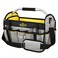 16 Inch Tool Bag, Foldable Open Top Tool Bag Organizer for Easy Tool Access, Water-Resistant Construction, Electrician Tool Bag with Handle &amp; Padded Adjustable Strap, Gray/Yellow