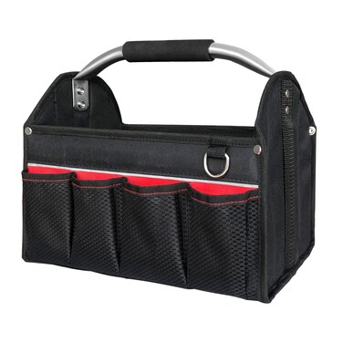 HAUTMEC 13 Inch Tool Bag, Foldable Tool Tote, Portable Open Top Tool Bag, Pro Electrician Tool Bag with Stiff Frame and Reflective Strips&iuml;&frac14;&OElig;600D Water-Resistant and Wear-Resistant, HT0173