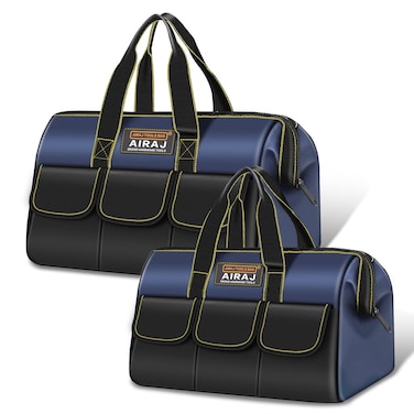 Tool Bag 2-Pack Set   AIRAJ 18" &amp; 16" Portable Tool Storage Bag   Wide Mouth Tool Bags for Men and Women   Small Tool Tote   Tool Organizer for Home Repairs,Garage Storage,Professional Work   Tool Box