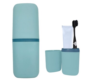 Travel Toothbrush &amp; Toothpaste Case, Toothbrush Travel Holder with Cup Portable Travel Toothbrush Case Holder Toothbrush Travel Container for Camping School Business Trip Bathroom
