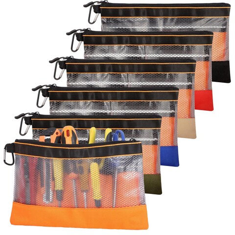 BESARME 6 Pcs Clear Tool Pouch Tool pouch Bags Zipper tool pouch with Heavy Duty Mesh Window