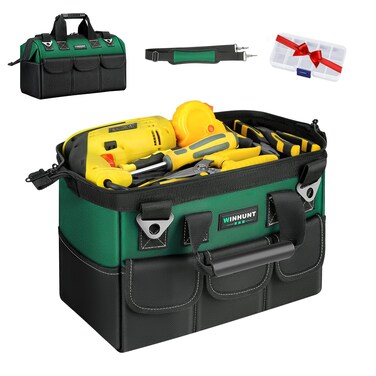 WINHUNT Tool Bag, 13 Inch Tool Bags Organiser, Robust Tool Bags, Tool Storage Bag with Wide Mouth, Small Multifunctional Bag, Electrician Shopping Bag