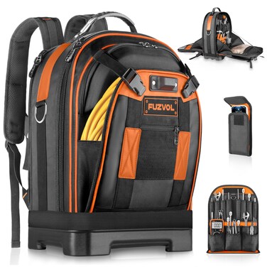 Tool Backpack, Heavy Duty Tool Bag, Hvac Tool Bags, Electrician Backpack Construction Backpack, Work Backpack for Men With Removable Tool Organizer and Laptop Compartment
