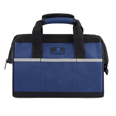 ROCKCOON Tool Bag 13'', Wide Mouth Tool Organizer for Tool Storage, Heavy Duty and Water Proof, Blue &amp; Black