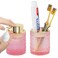 Fvstar Glass Toothbrush Holder,Pink Toothbrush and Toothpaste Holder Set,Refillable Foam Hand Soap Dispenser,Gold Toothbrush Cup Holder for Bathroom Countertop and Vanity